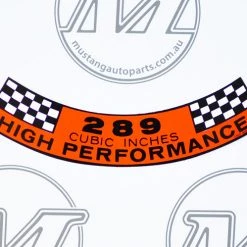Mustang Auto Parts AIR CLEANER DECAL 289 HIGH PERFORMANCE