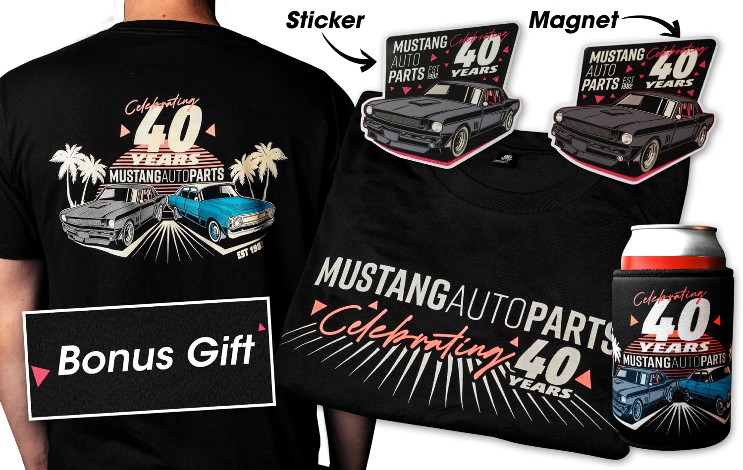 Mustang Auto Parts & Accessories New Products MUSTANG MEDIUM - MUSTANG AUTO PARTS 40YR CELEBRATORY PACKAGE 3 Mustang Auto Parts & Accessories New Products MUSTANG MEDIUM - MUSTANG AUTO PARTS 40YR CELEBRATORY PACKAGE