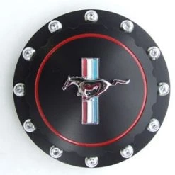 Mustang Auto Parts FUEL CAP BILLET BLACK TWIST ON MUSTANG LOGO