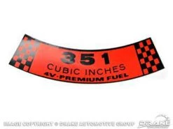 Mustang Auto Parts Mustang AIR CLEANER DECAL 351 4V PREMIUM FUEL