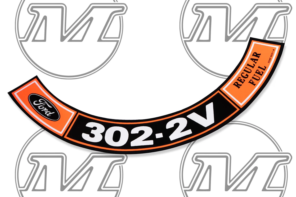 Mustang Auto Parts AIR CLEANER DECAL 302-2V REGULAR FUEL 1972-1973 Mustang 2 Mustang Auto Parts AIR CLEANER DECAL 302-2V REGULAR FUEL 1972-1973 Mustang