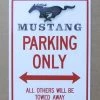 Mustang Auto Parts PARKING SIGN MUSTANG